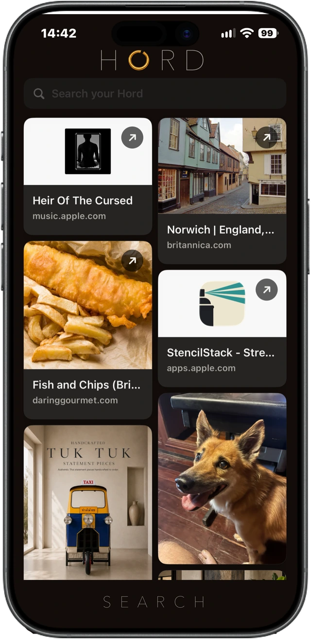 Hord library on iPhone, showing the saved content used in the supplied sync campaign.