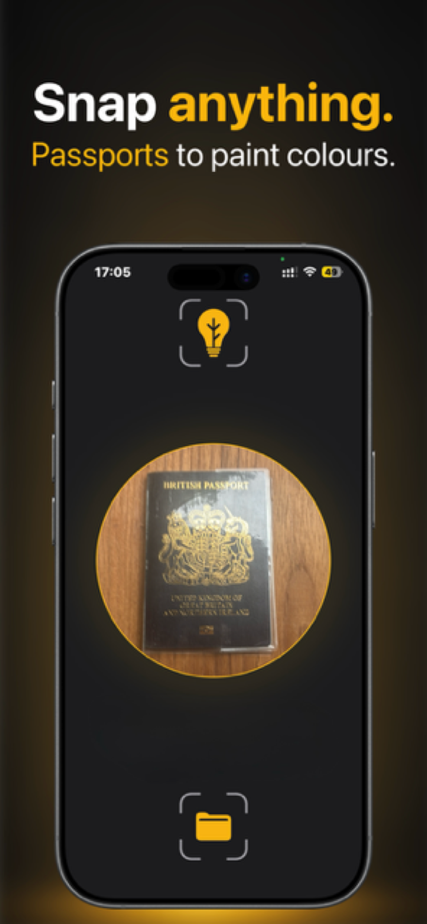 Twigged Snap showing a photographed passport ready to save
