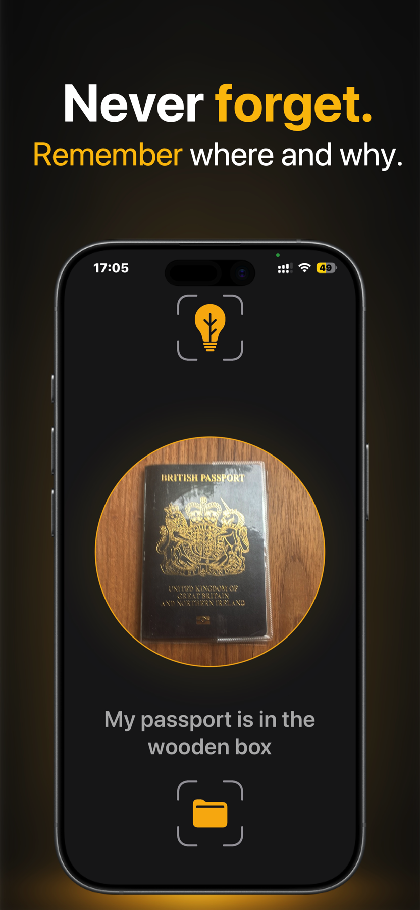 Twigged Snap showing a passport with the memory My passport is in the wooden box