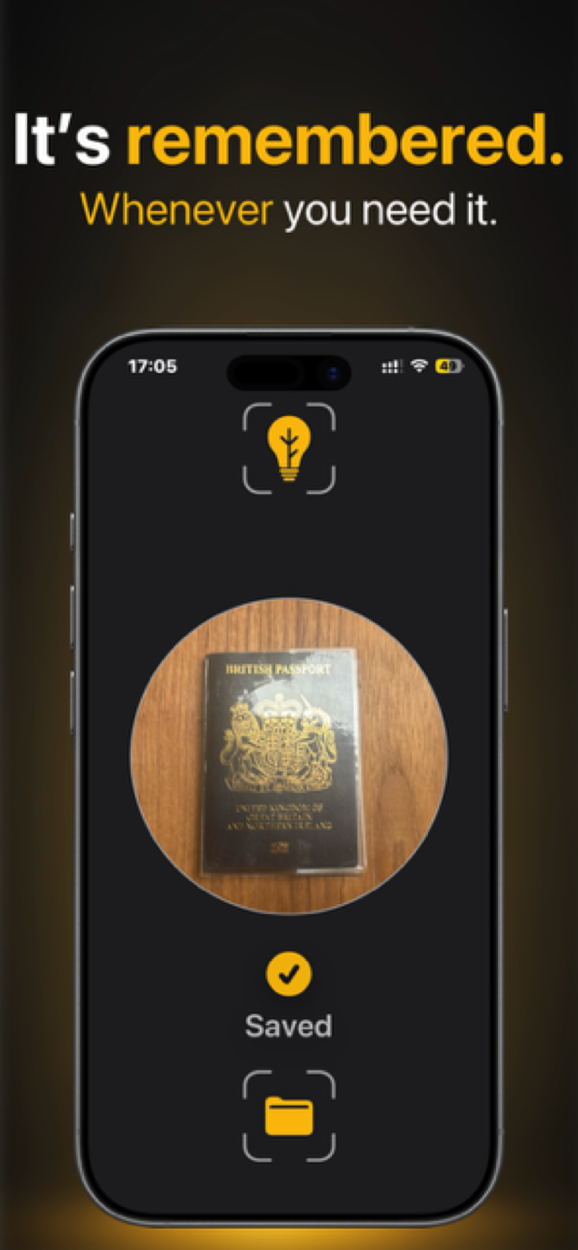 Twigged Snap confirming that the passport memory was saved
