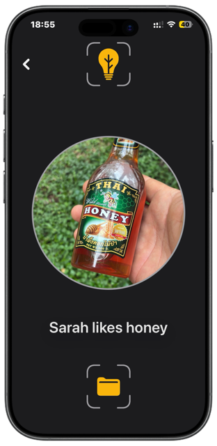 Twigged Snap showing a matching saved photo and memory